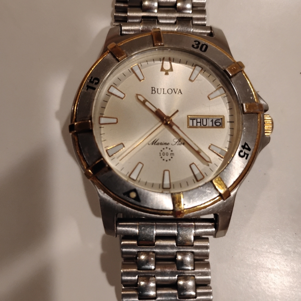Bulova Two-Tone Marine Star Watch with Silver and Gold